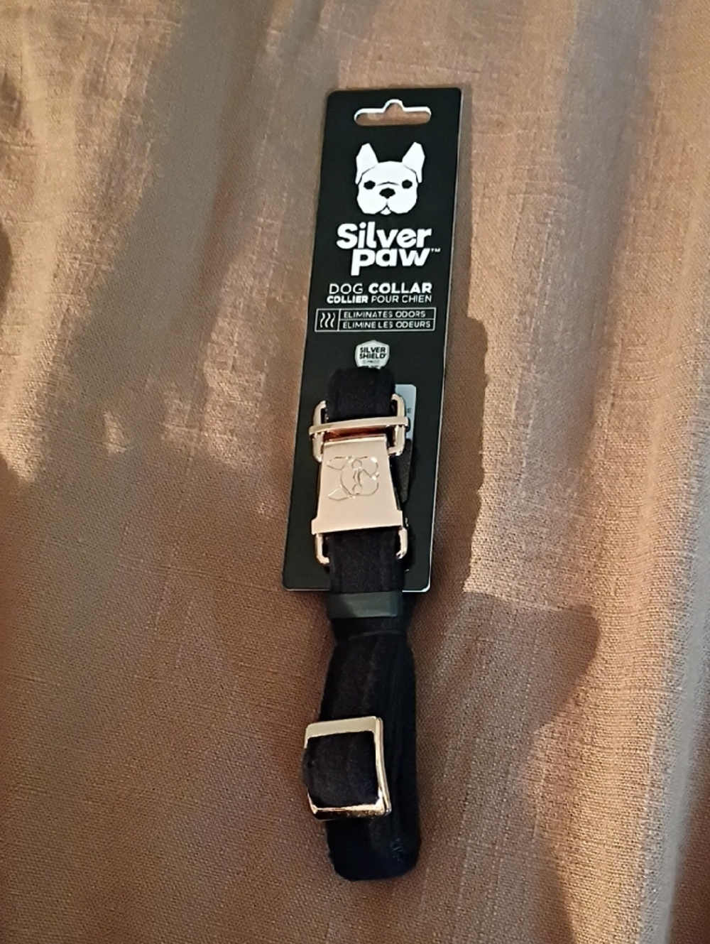 Silver Jeans Black Dog Collar with Silver Buckle and Logo Plate